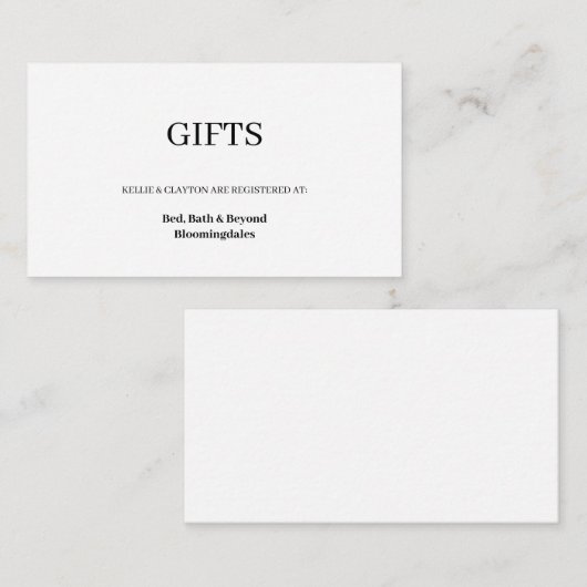 Moderne Minimalistische Geschenkregisterkarte Begleitkarte (Vorne/Hinten)
