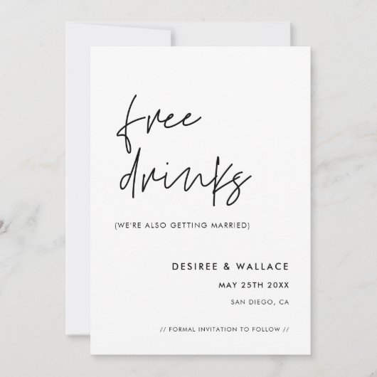 Moderne Minimalistische Getränke Save The Date (Vorderseite)