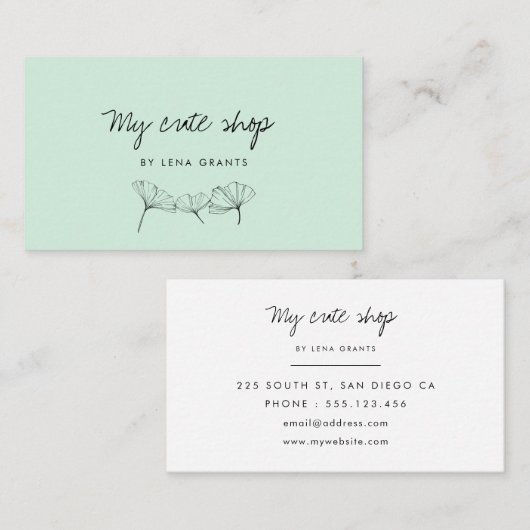 Moderne minimalistische Ginkgo-Blätter Visitenkarte (Vorne/Hinten)