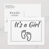 Moderne Minimalistische Girl Ankündigung Postkarte (Vorne/Hinten)