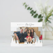 Moderne Minimalistische, glückliche New Year Famil Postkarte (Stehend Vorderseite)