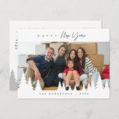 Moderne Minimalistische, glückliche New Year Famil Postkarte (Vorne/Hinten)