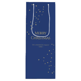 Moderne Minimalistische Gold Confetti Frohe Weihna Geschenktüte Für Weinflaschen