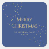Moderne Minimalistische Gold Confetti Frohe Weihna Quadratischer Aufkleber (Vorderseite)