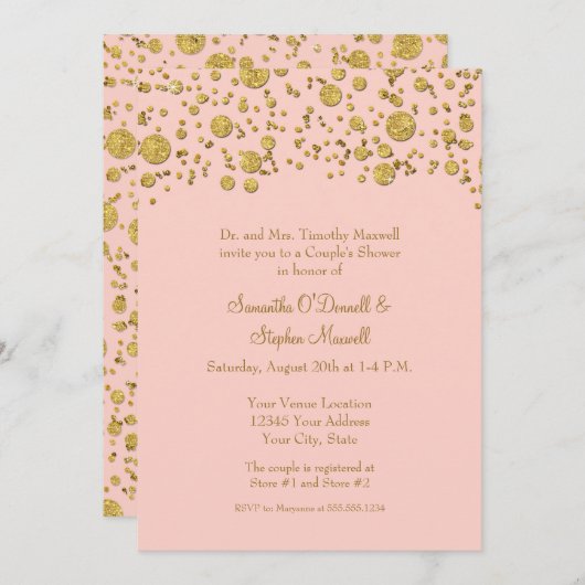 Moderne Minimalistische Gold Glitzer Paare Dusche Einladung (Vorne/Hinten)