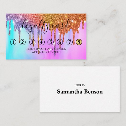 Moderne Minimalistische Gold Glitzer Tropfen Loyal Visitenkarte (Vorne/Hinten)