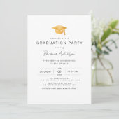 Moderne Minimalistische Gold Graduation Party Einladung (Stehend Vorderseite)