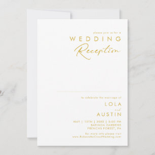 Moderne minimalistische Gold-Schrift Hochzeitsempf Einladung
