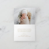 Moderne Minimalistische Gold Script Foto-Taufe Dankeskarte (Innenseite)