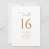 Moderne Minimalistische Gold Tischnummer Card (Rückseite)