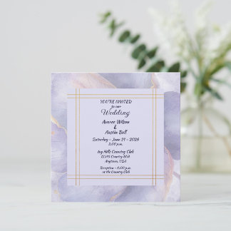 Moderne minimalistische Gold- und Lila-Hochzeit Gästebuch