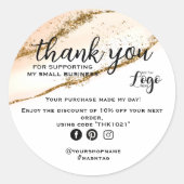 Moderne minimalistische Gold und Peach Bestellung Runder Aufkleber (Vorderseite)