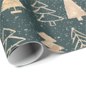 Moderne Minimalistische Gold Weihnachtsbaumen Geschenkpapier (Rolleneckpunkt)