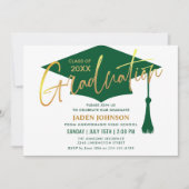 Moderne Minimalistische Golden Green Graduation Pa Einladung (Vorderseite)