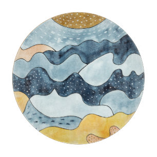 Moderne minimalistische goldene Sonnenillustration Schneidebrett