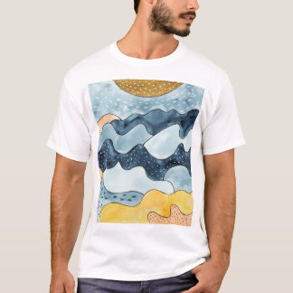Moderne minimalistische goldene Sonnenillustration T-Shirt