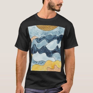 Moderne minimalistische goldene Sonnenillustration T-Shirt
