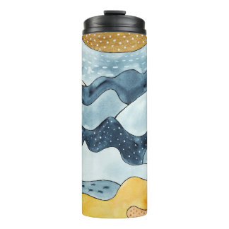 Moderne minimalistische goldene Sonnenillustration Thermosbecher