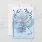 Moderne minimalistische goldene und blaue Flat Save The Date (Vorderseite)