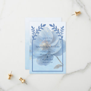 Moderne minimalistische goldene und blaue Flat Save The Date
