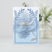 Moderne minimalistische goldene und blaue Flat Save The Date (Stehend Vorderseite)