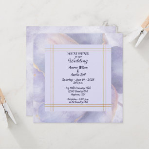 Moderne minimalistische goldene und violette Hochz Einladung