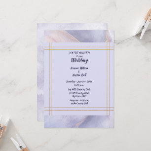 Moderne minimalistische goldene und violette Hochz Einladung