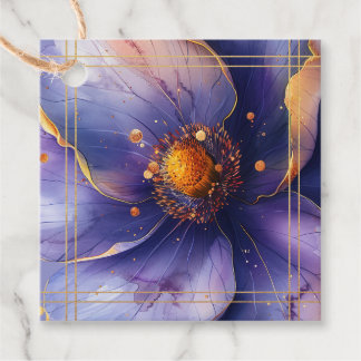 Moderne minimalistische goldene und violette Hochz Geschenkanhänger