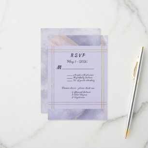 Moderne minimalistische goldene und violette Hochz RSVP Karte