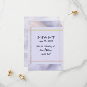 Moderne minimalistische goldene und violette Hochz Save The Date