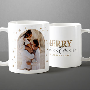 Moderne minimalistische goldene Weihnachts-Foto-Ar Kaffeetasse