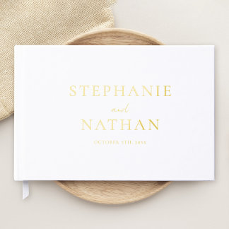 Moderne Minimalistische Goldfolienhochzeit Gästebuch