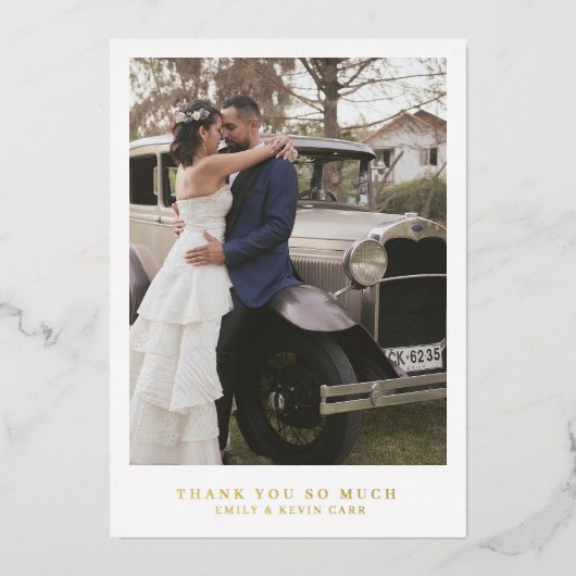 Moderne Minimalistische Goldhochzeit Dankeschön-Ka Folieneinladung (Vorderseite)