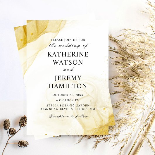 Moderne Minimalistische Goldhochzeit Einladung