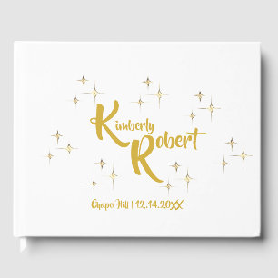 Moderne Minimalistische Goldhochzeit Gästebuch