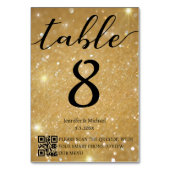 moderne minimalistische Goldhochzeit qr-Code-Menü  Tischnummer (Vorderseite)