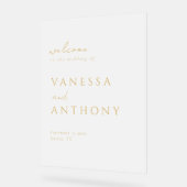 Moderne Minimalistische Goldhochzeit Willkommen Ma Acrylschild (Winkel)