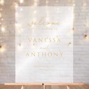 Moderne Minimalistische Goldhochzeit Willkommen Ma Acrylschild