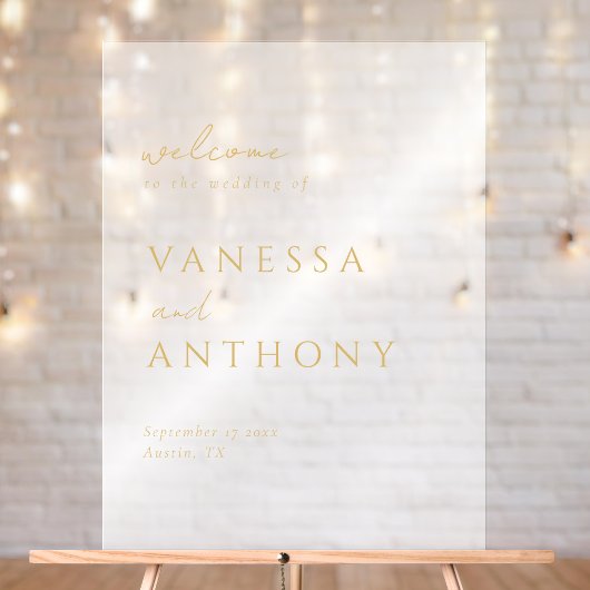 Moderne Minimalistische Goldhochzeit Willkommen Ma Acrylschild