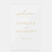 Moderne Minimalistische Goldhochzeit Willkommen Ma Acrylschild (Vorderseite)