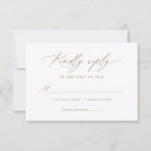 Moderne Minimalistische Goldkalligraphie-Hochzeit RSVP Karte (Vorderseite)