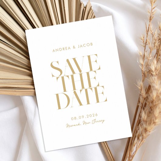 Moderne Minimalistische Goldklasseheihe Save The Date