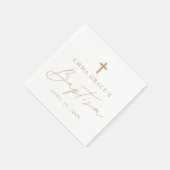 Moderne Minimalistische Goldskripttaufe Serviette (Ecke)