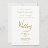 Moderne Minimalistische Goldtext-Hochzeit Einladung (Vorderseite)