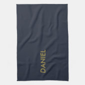 Moderne minimalistische Goldtexte blau Geschirrtuch (Vertikal)