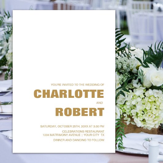 Moderne Minimalistische Goldworthochzeit Einladung