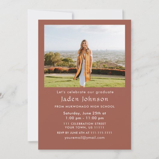 Moderne Minimalistische Grad-2-FOTO-Graduierungspa Einladung (Rückseite)