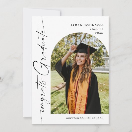 Moderne Minimalistische Grad-2-FOTO-Graduierungspa Einladung (Vorderseite)