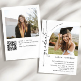 Moderne Minimalistische Grad-2-FOTO-Graduierungspa Einladung