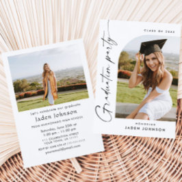 Moderne Minimalistische Grad-2-FOTO-Graduierungspa Einladung